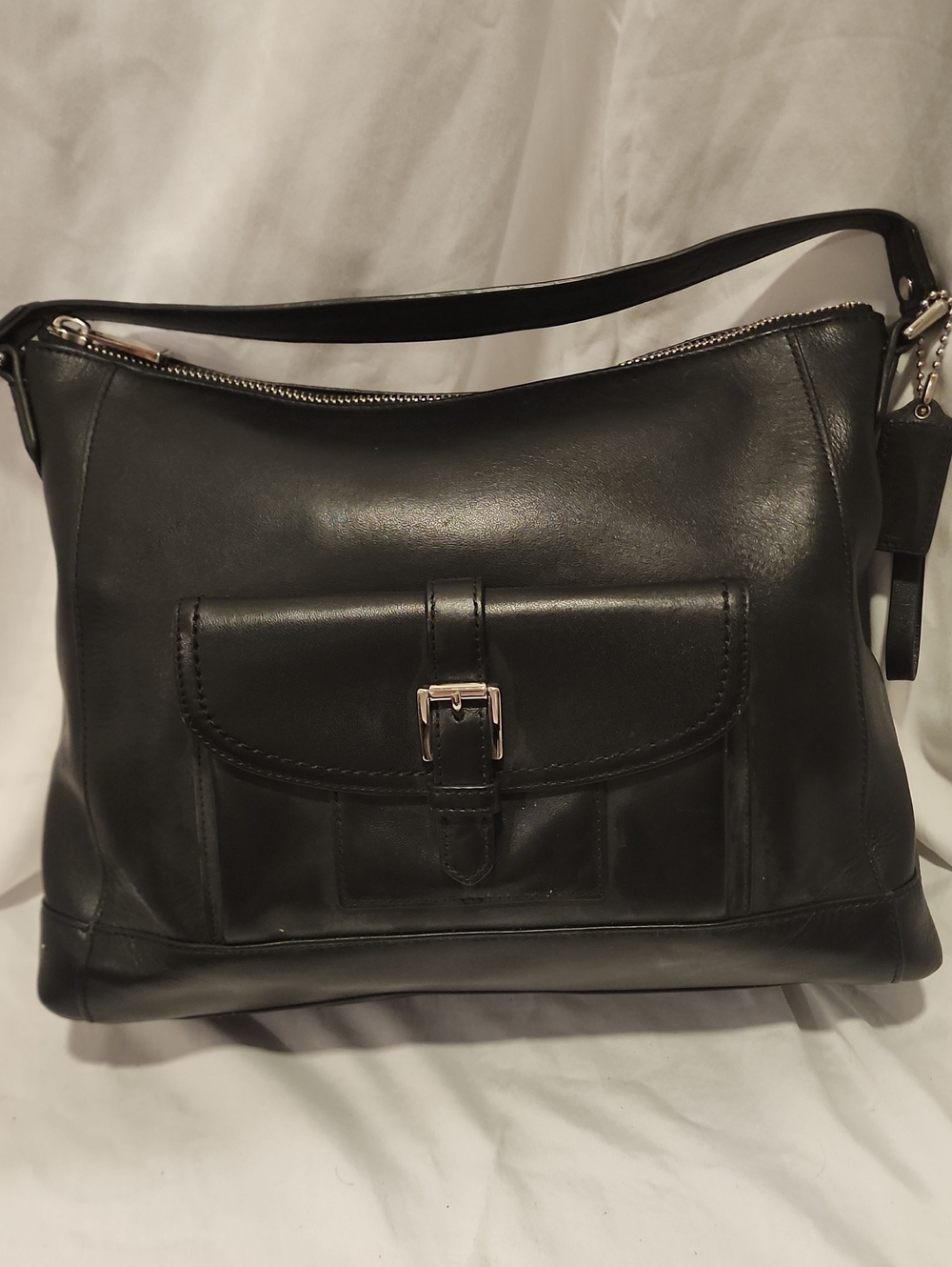 Coach Vintage Charlie Black Leather Hobo Bag (Style Number F29881)